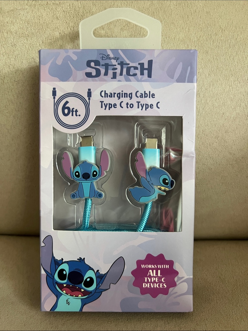 NEW Disney Stitch 6ft Type-C to Type-C Charging Cable